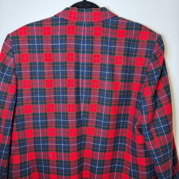 Vintage Pendleton Wool Blazer Womens 16 Red Tartan Plaid USA Made Preppy Holiday - Picture 5 of 16
